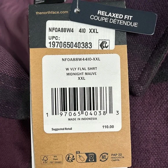 The North Face Womens‎ XXL Relaxed Fit Crop Flannel Shirt Jacket Midnight Mauve - Picture 4 of 7